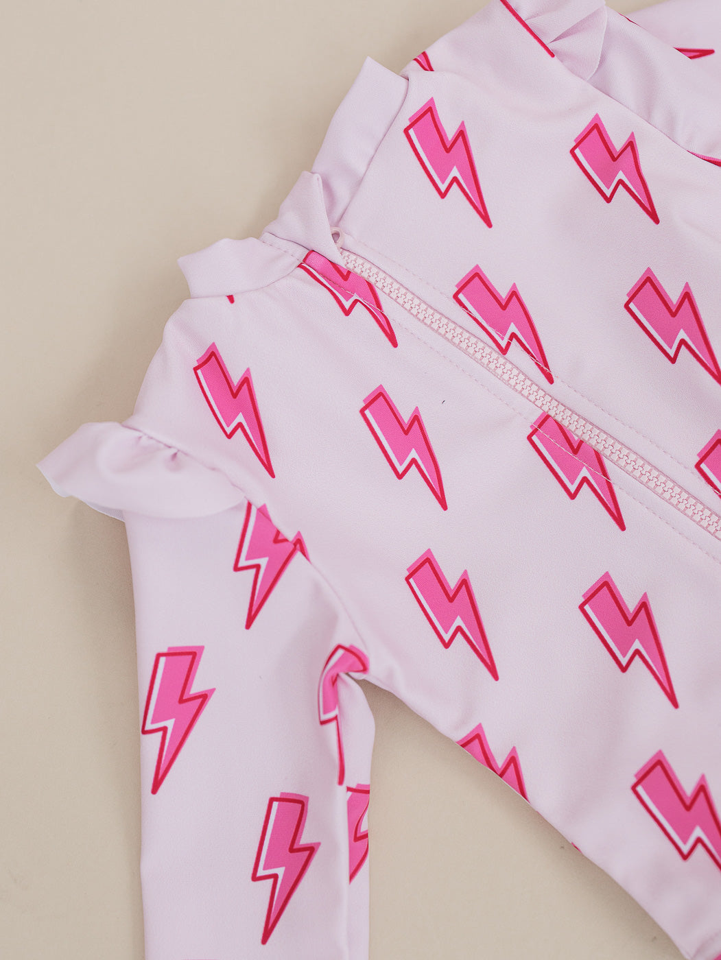 Long Sleeve Rash Guard Swimsuit | Pink Bolts - Image 8