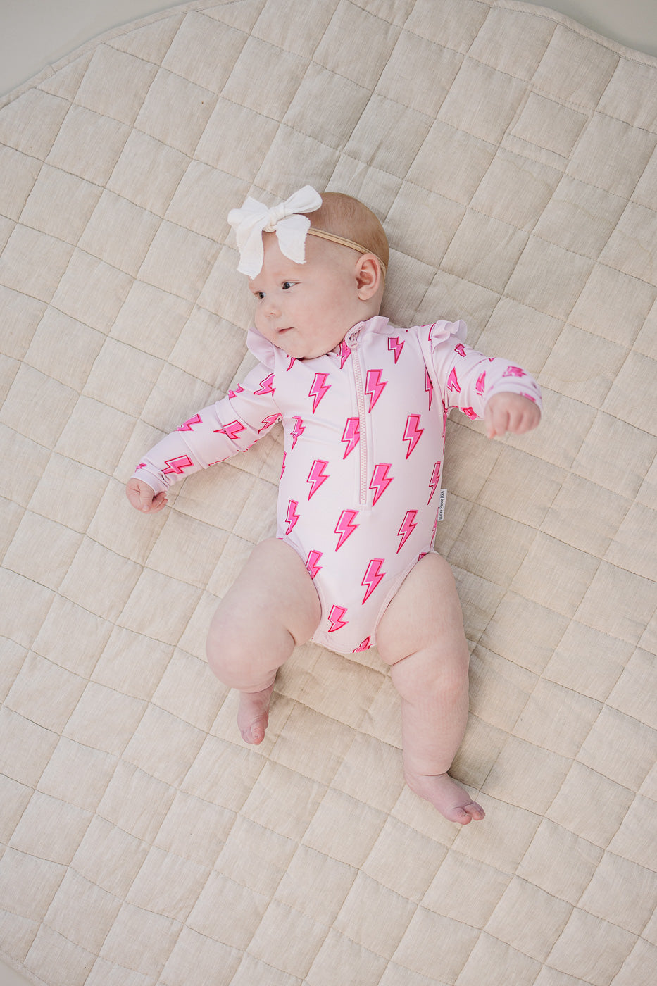 Long Sleeve Rash Guard Swimsuit | Pink Bolts - Image 12