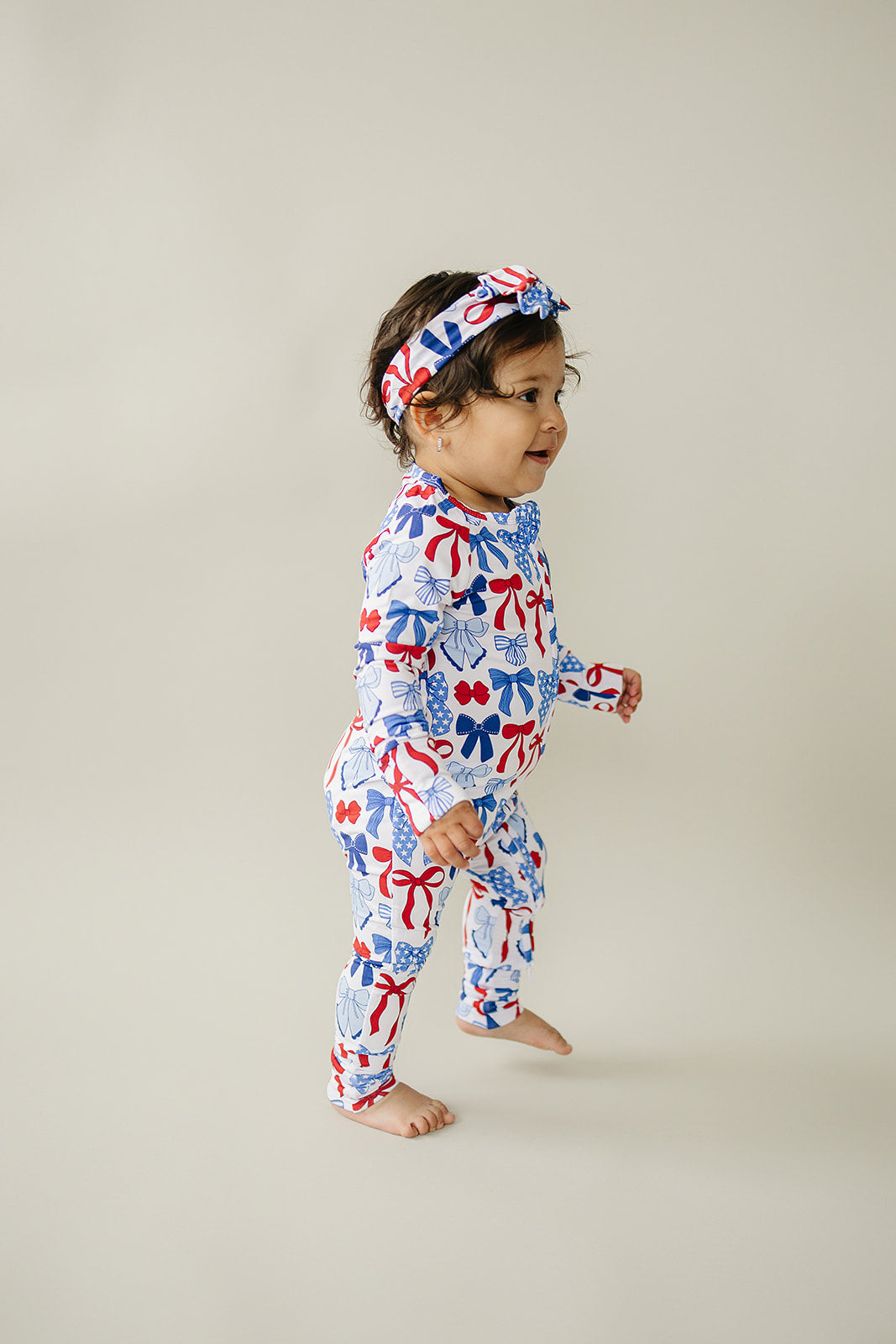 Bamboo Zip Romper | Red-White & Bows - Image 12