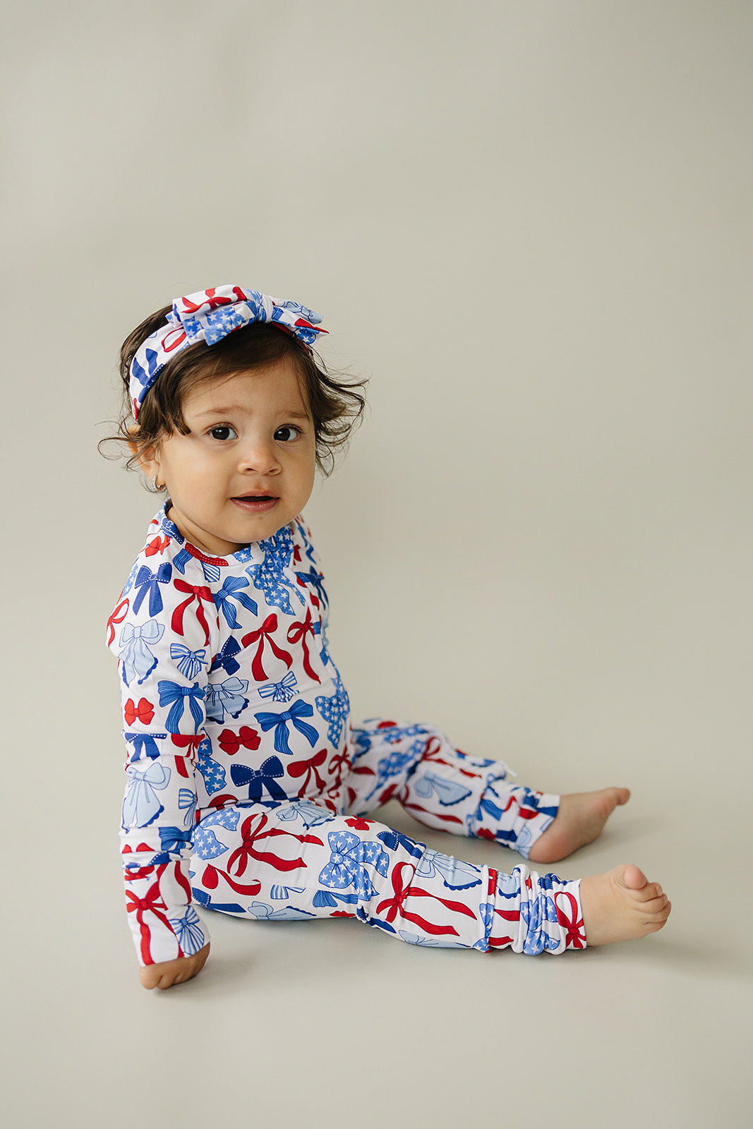 Bamboo Zip Romper | Red-White & Bows - Image 10