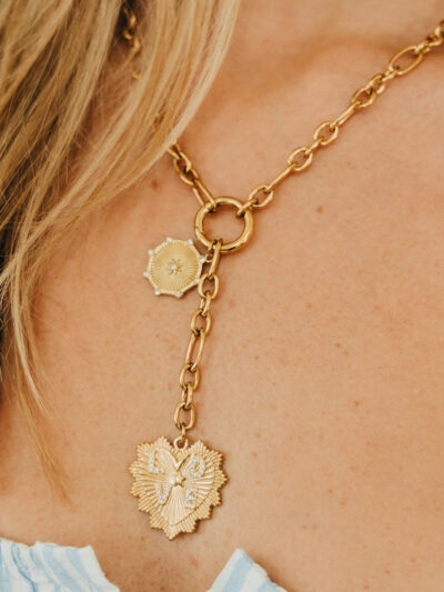 Sunburst Heart Love Pendant Necklace - WATERPROOF